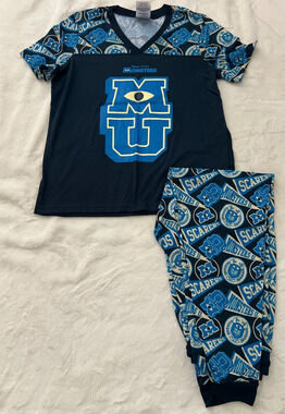 Disney Pixar Monsters University Womens M Pajama Set Shirt Pants Scare Sleepwear